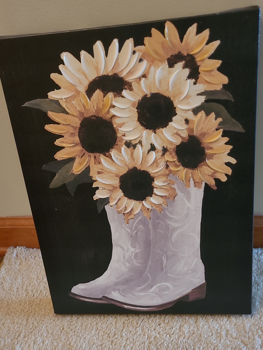 The Spring Shop Sunflower Boot Canvas in Yellow, White, Black